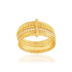 Bague semainier plaqué or zirconias