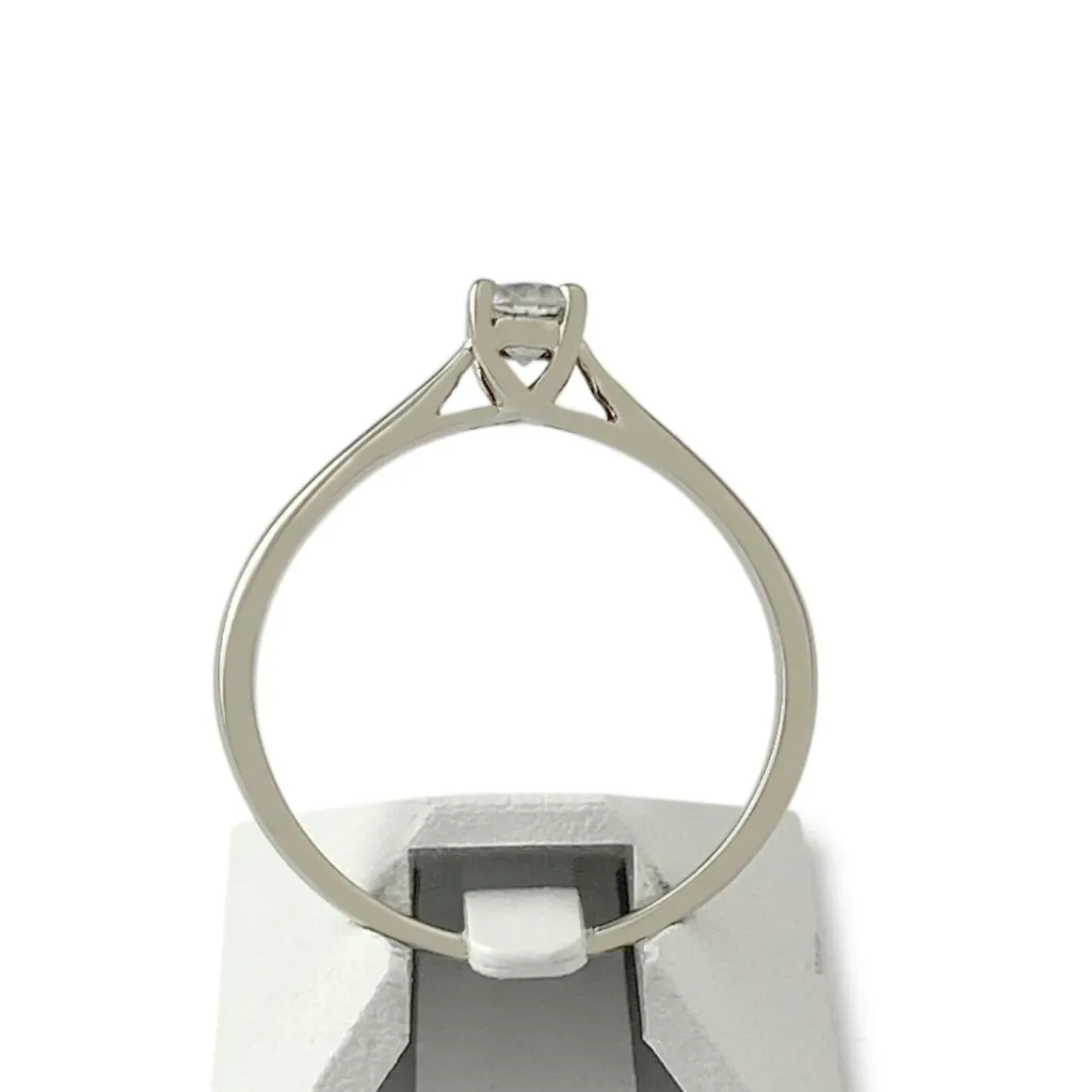 Bague solitaire d'occasion or 375 blanc diamant 0.25 carat