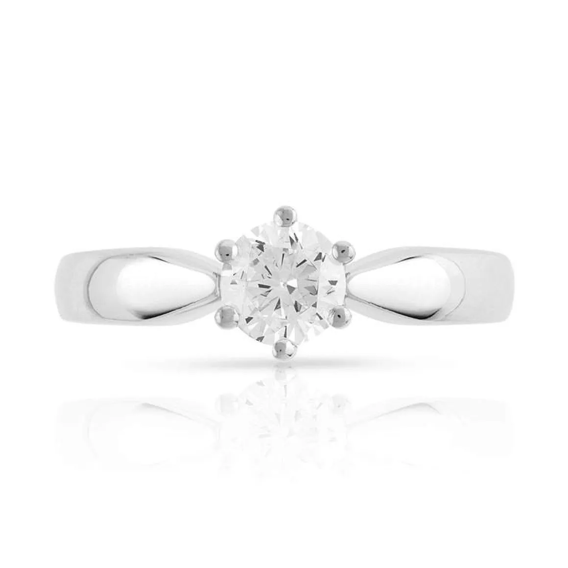 Bague solitaire or 750 blanc dia 50/100e de carat
