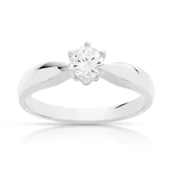 Bague Solitaire or 750 blanc diamant synthétique 0.40 carat