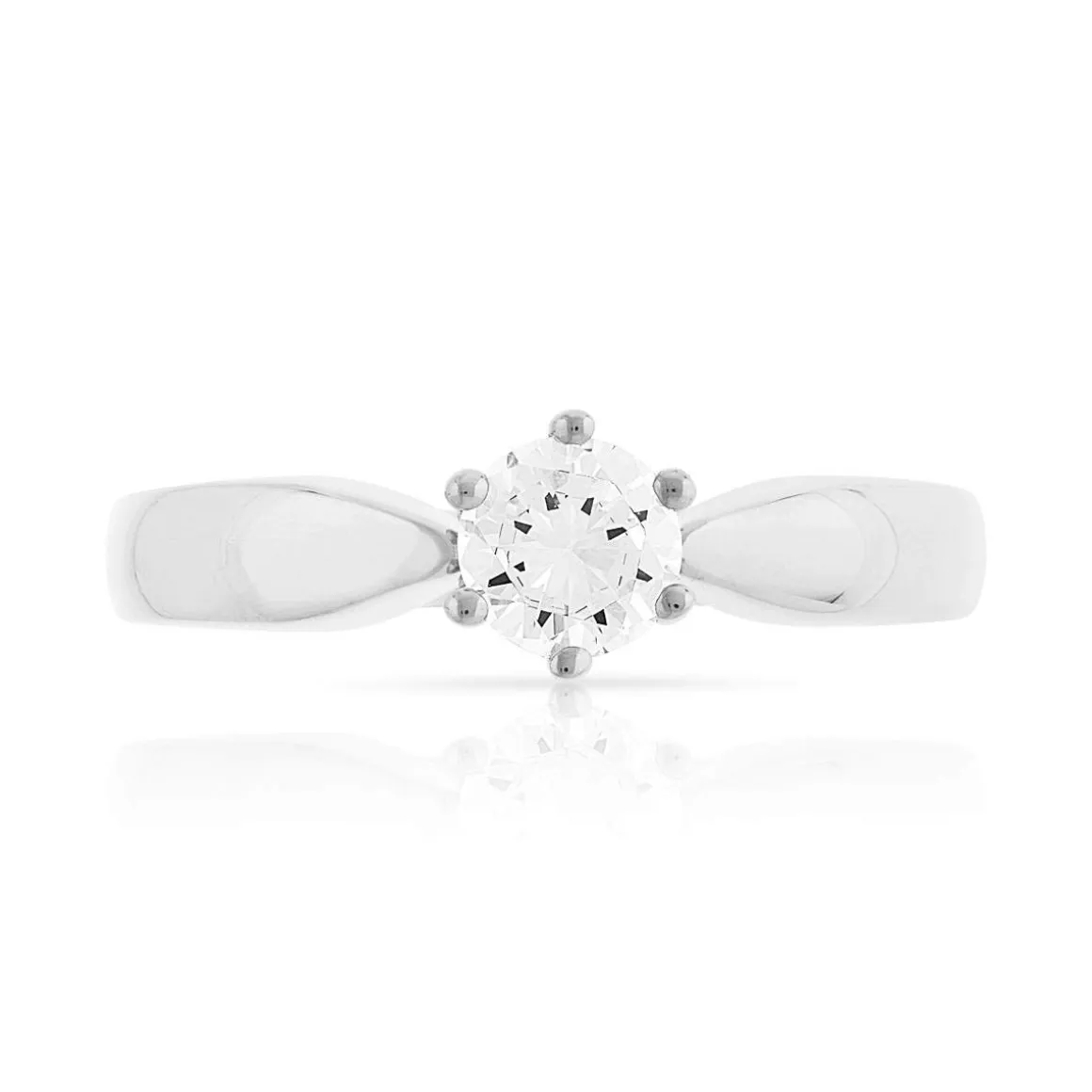 Bague Solitaire or 750 blanc diamant synthétique 0.40 carat