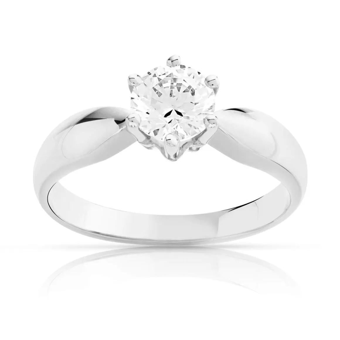 Bague Solitaire or 750 blanc diamant 0.70 ct