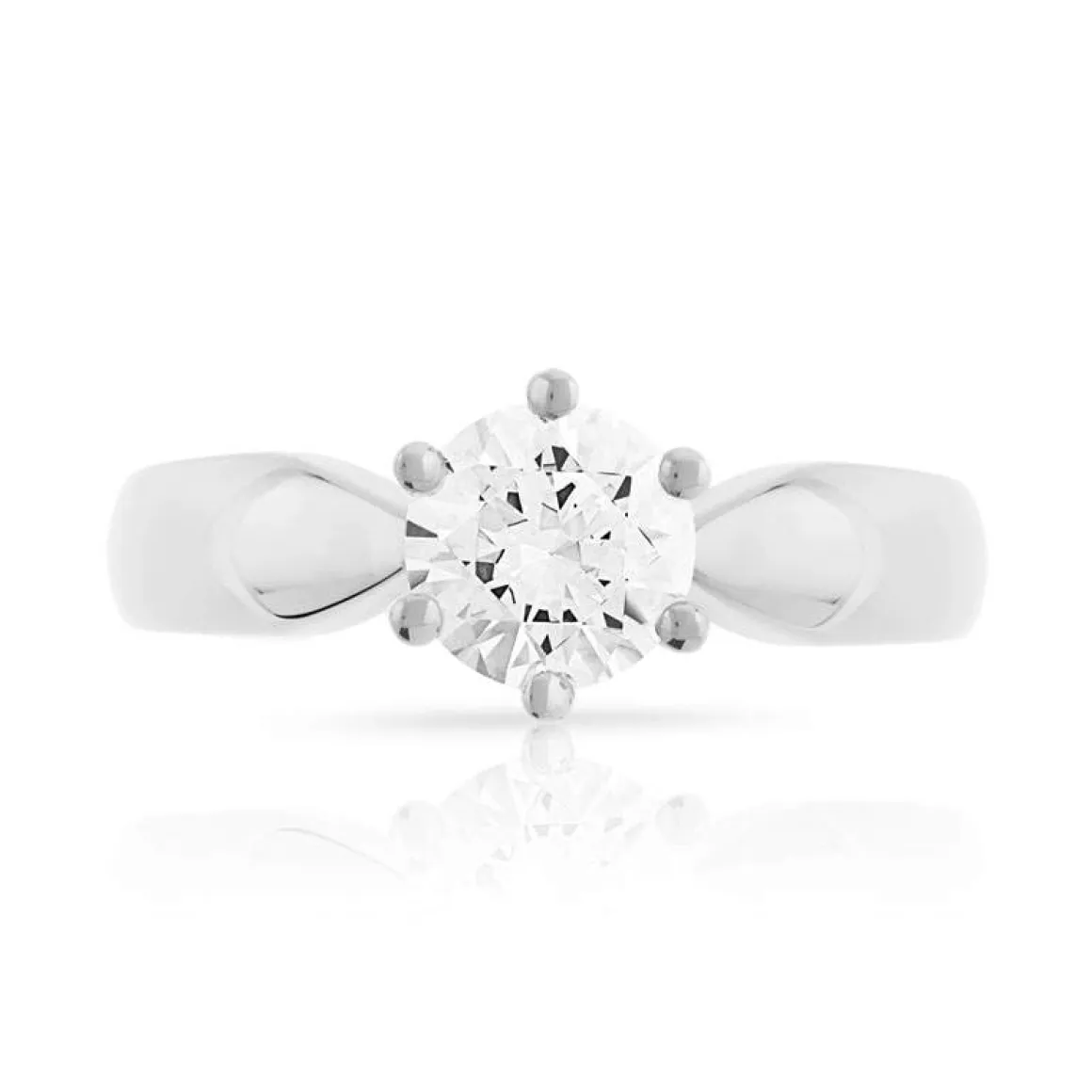 Bague solitaire or 750 blanc diamant 70/100e de carat