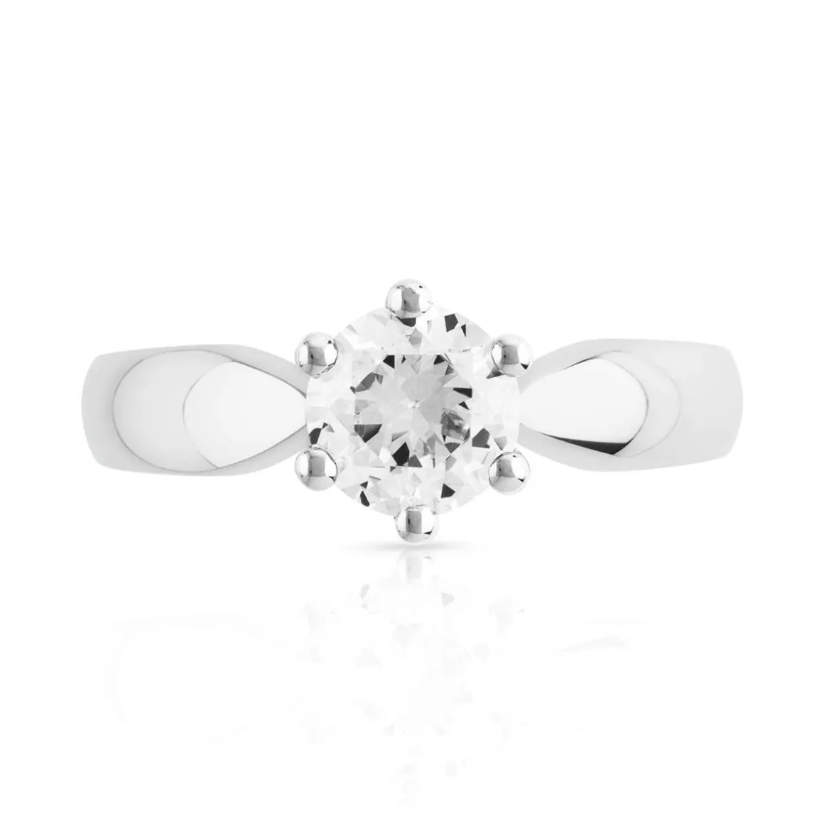 Bague Solitaire or 750 blanc diamant synthétique 0.80 carat