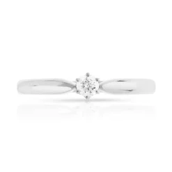 Bague solitaire or 750 blanc diamant 10/100e de carat
