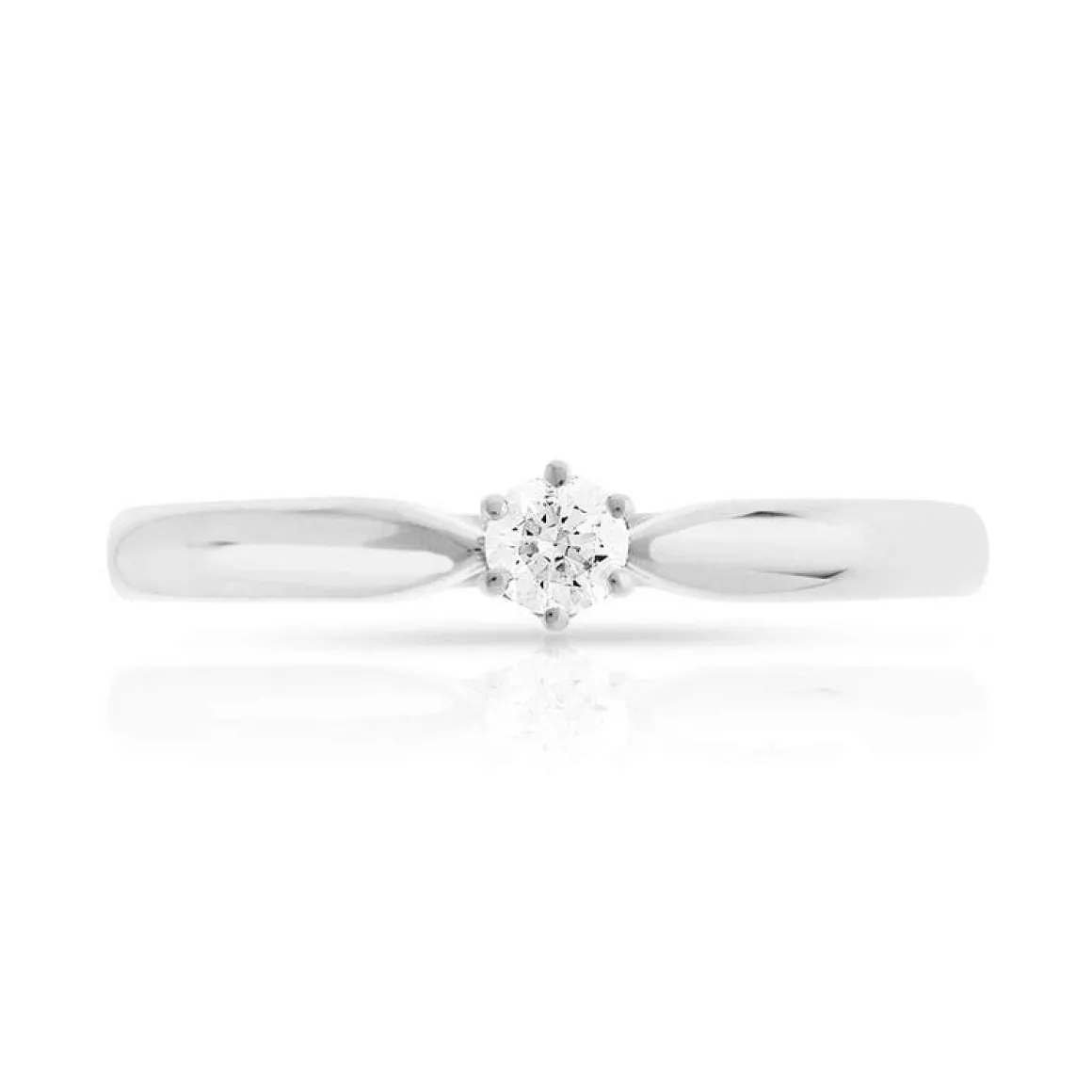 Bague solitaire or 750 blanc diamant 10/100e de carat