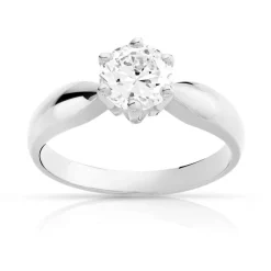 Bague solitaire or 750 blanc diamant 1 carat