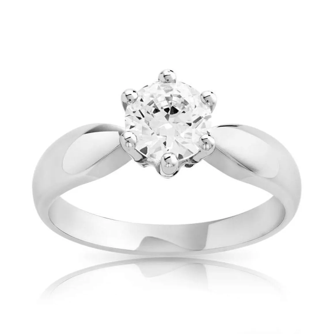 Bague solitaire or 750 blanc diamant 80/100e de carat