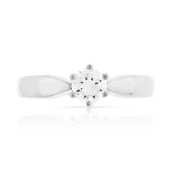 Bague solitaire or 750 blanc diamant 40/100e de carat