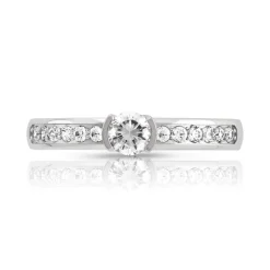 Bague solitaire or 750 blanc diamant 40/100e de carat
