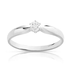 Bague solitaire or 750 blanc diamant 15/100e de carat