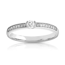 Bague solitaire or 750 blanc diamant 20/000e de carat