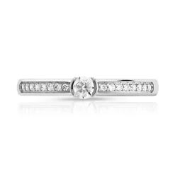 Bague solitaire or 750 blanc diamant 20/000e de carat