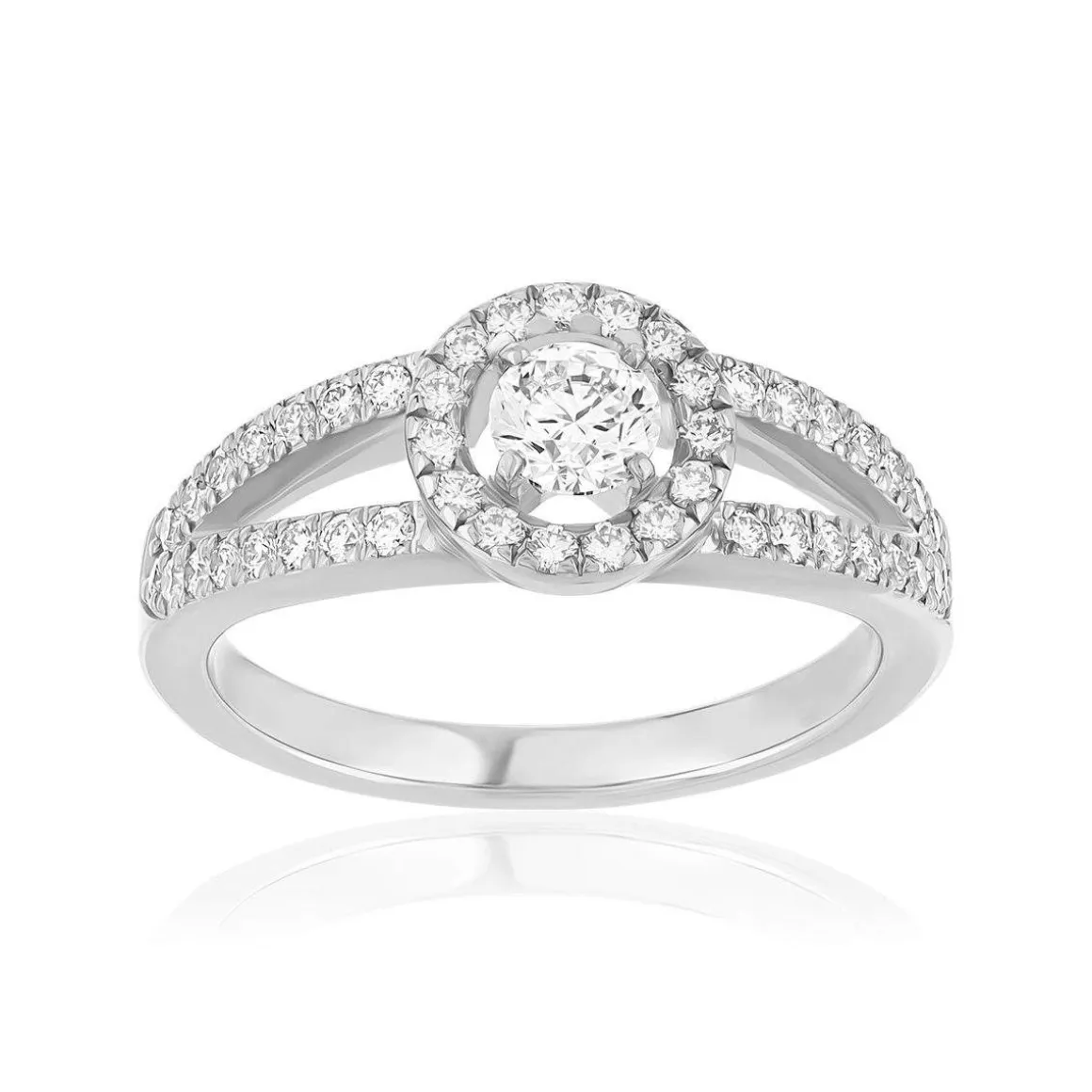 Bague solitaire or 750 blanc diamant