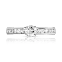 Bague solitaire or 750 blanc diamant 50/100e de carat
