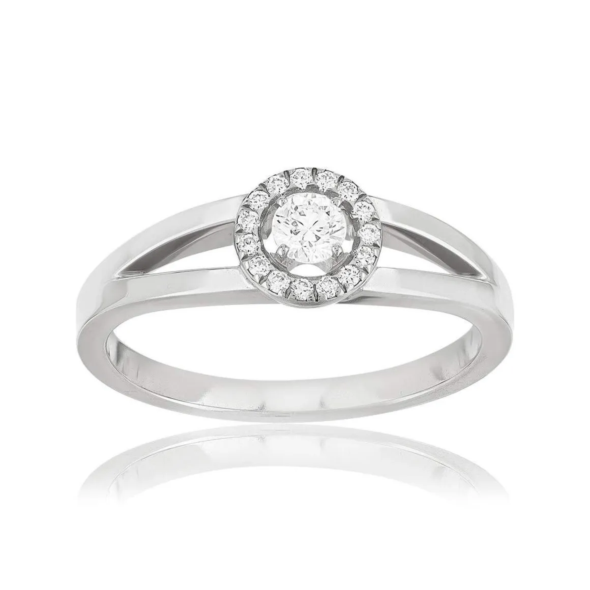 Bague solitaire or 750 blanc diamant
