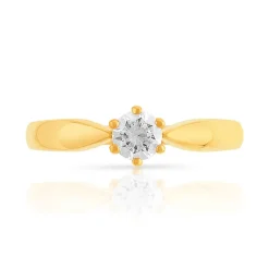 Bague solitaire or 750 diamant synthétique 0.30 carat