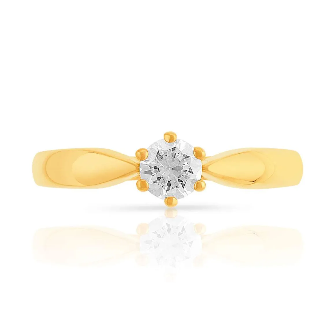 Bague solitaire or 750 diamant synthétique 0.30 carat