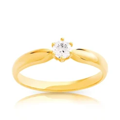Bague solitaire or 750 diamant synthétique 0.20 carat