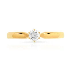 Bague solitaire or 750 diamant synthétique 0.15 carat