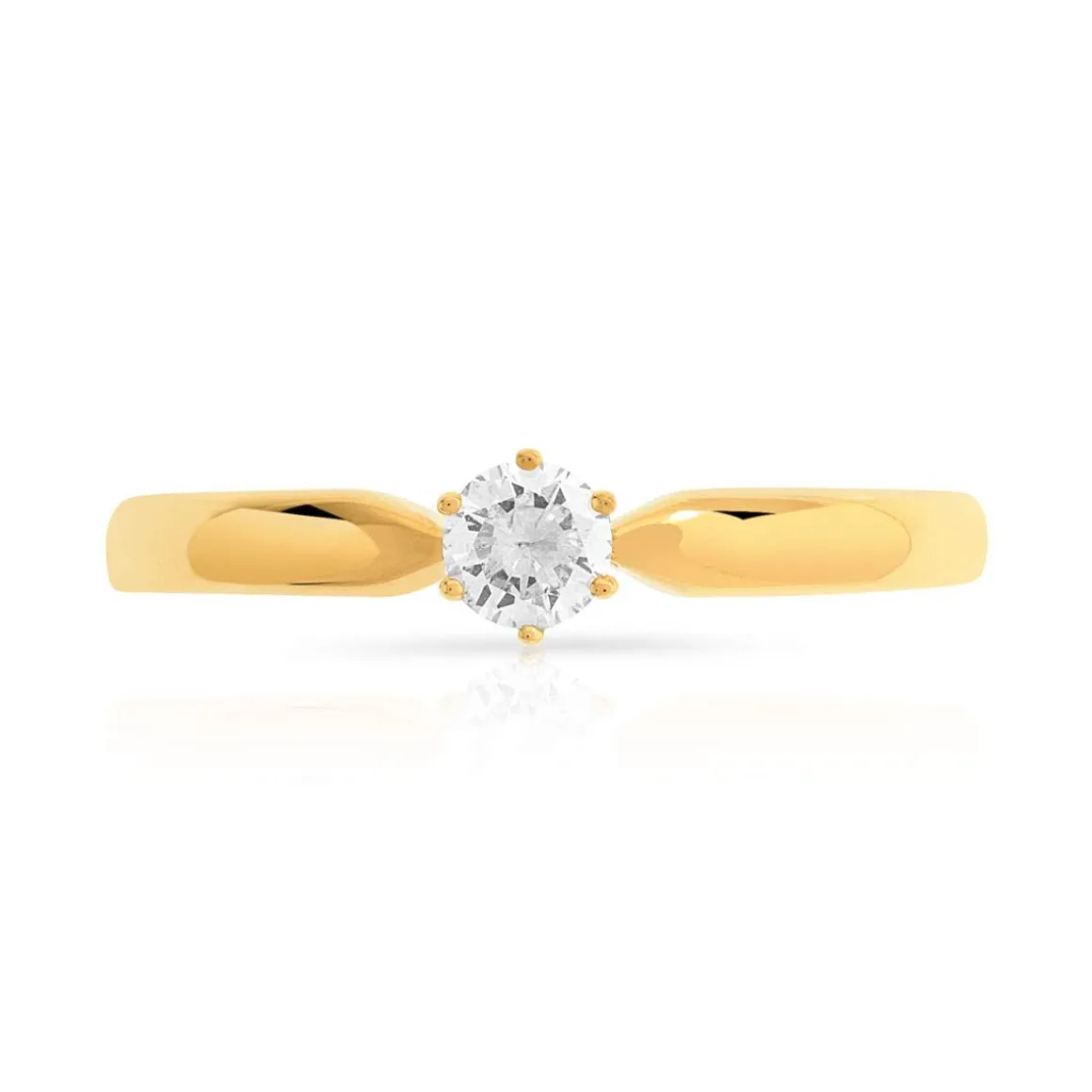 Bague solitaire or 750 diamant synthétique 0.15 carat