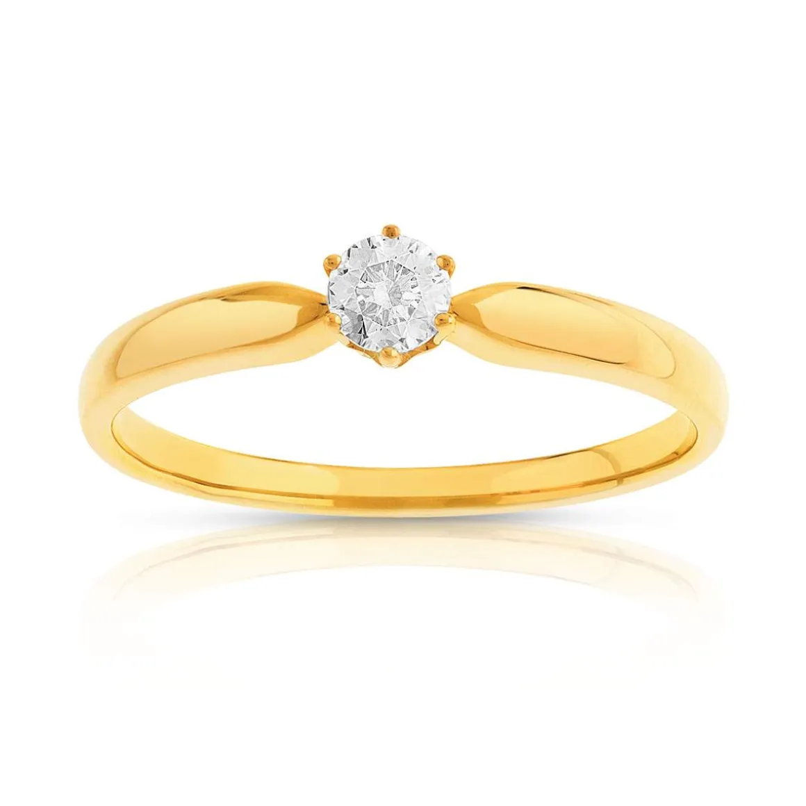 Bague solitaire or 750 diamant synthétique 0.15 carat