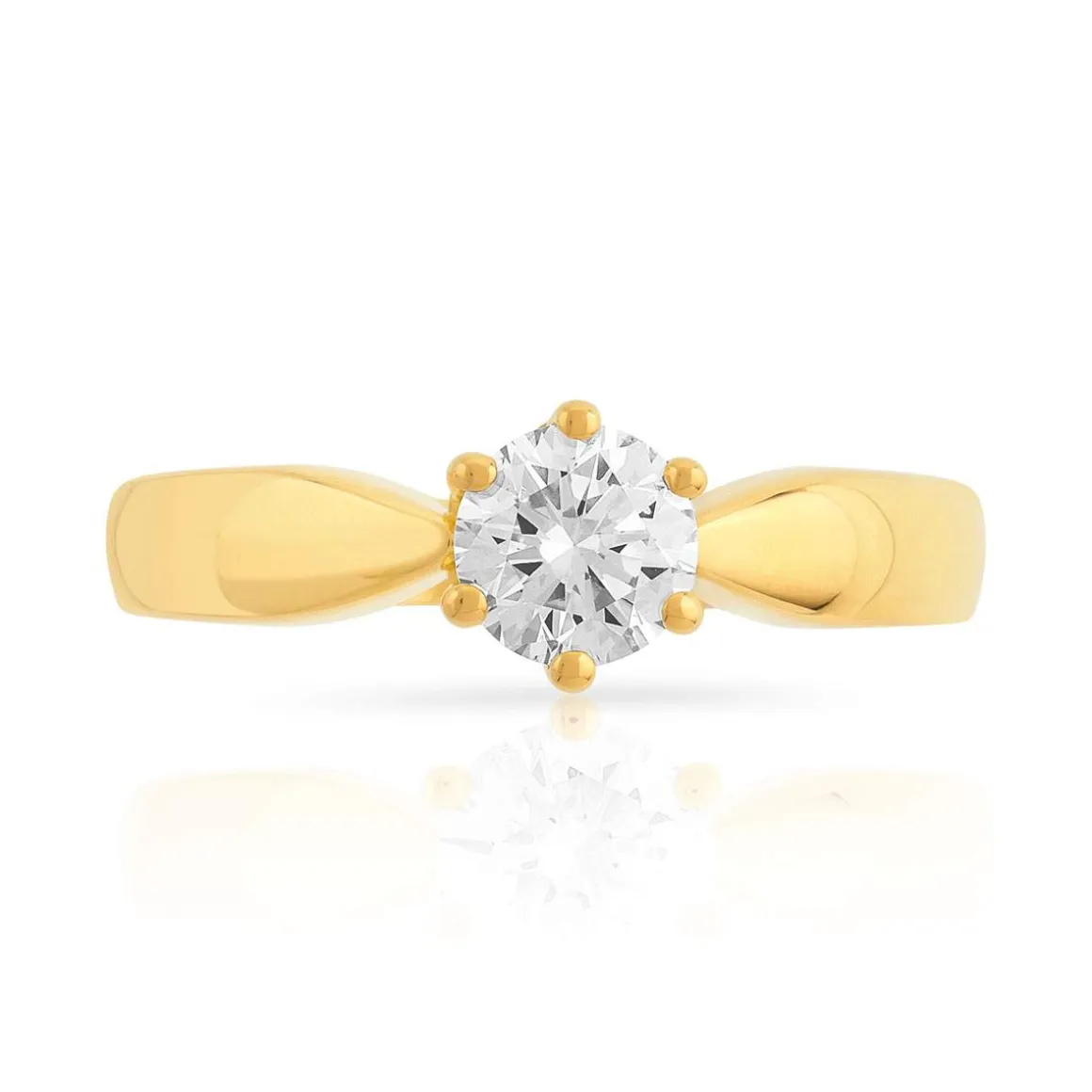 Bague solitaire or 750 diamant synthétique 0.50 carat