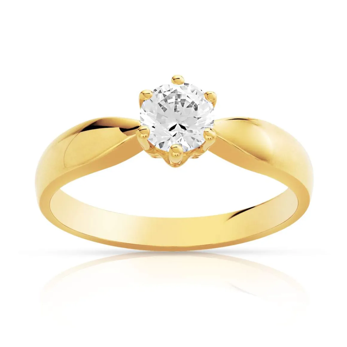 Bague solitaire or 750 diamant synthétique 0.50 carat