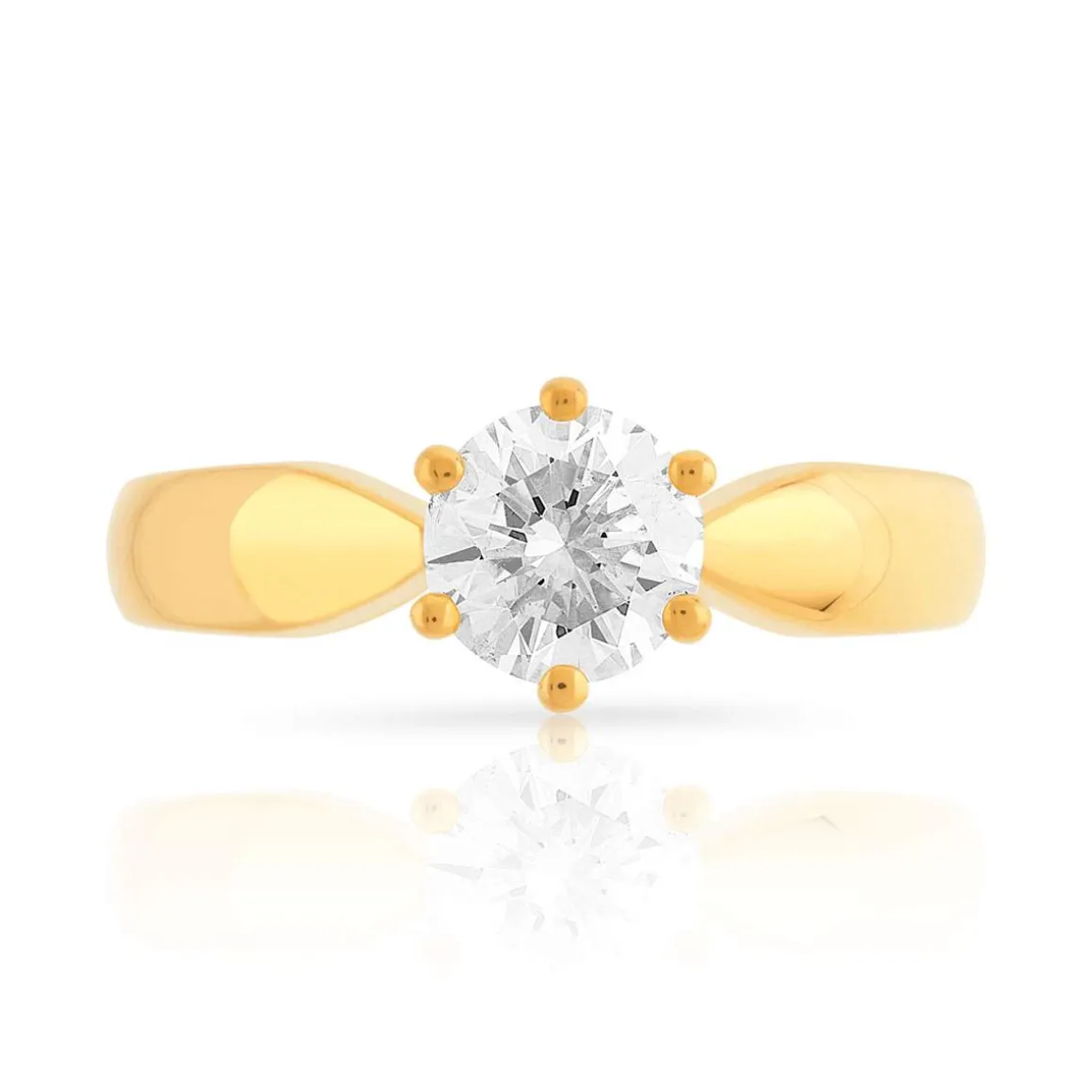 Bague solitaire or 750 diamant synthétique 0.80 carat