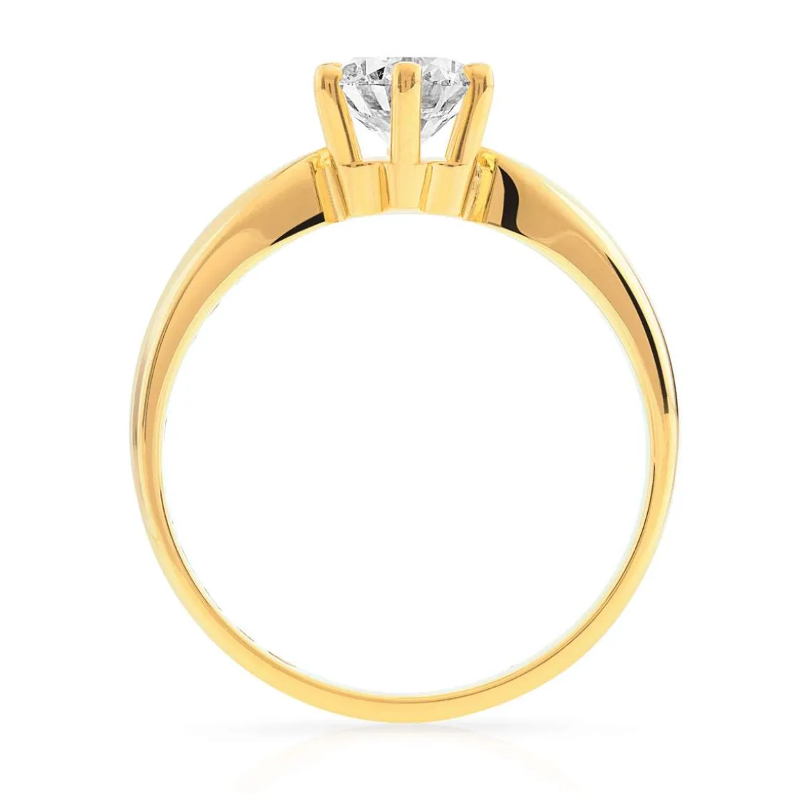 Bague solitaire or 750 diamant synthétique 0.80 carat