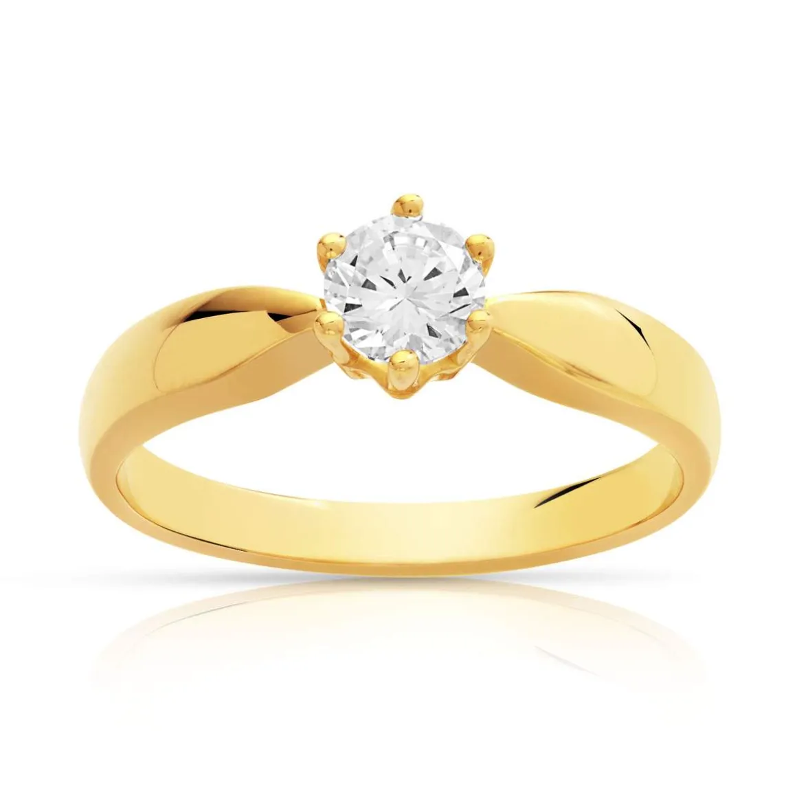 Bague solitaire or 750 diamant synthétique 0.40 carat