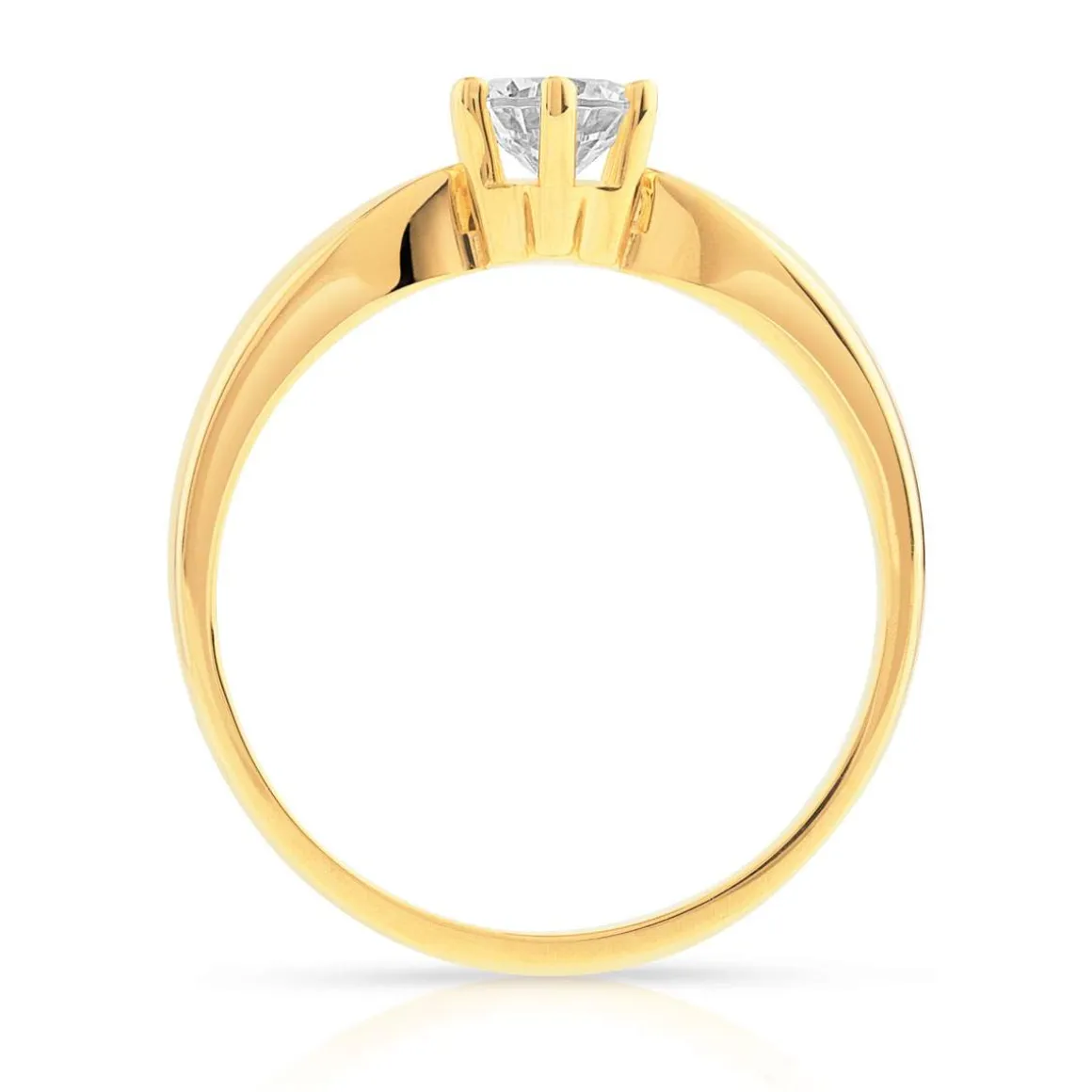 Bague solitaire or 750 diamant synthétique 0.40 carat