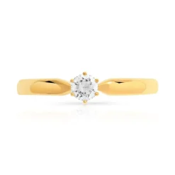 Bague solitaire or 750 jaune diamant 15/100e de carat