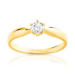 Bague solitaire or 750 jaune diamant 25/100e de carat