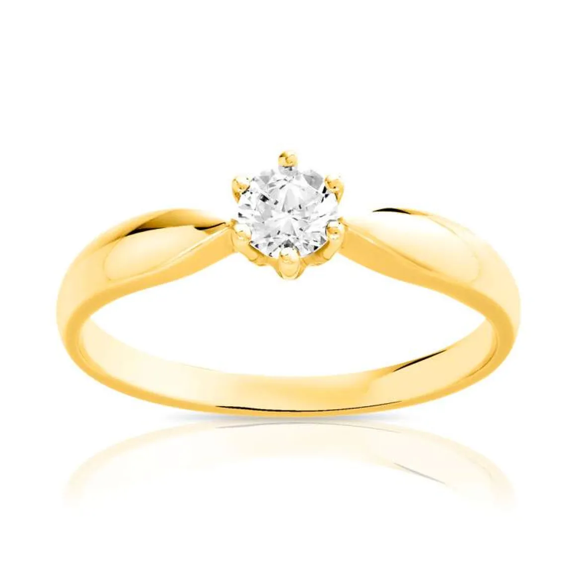 Bague solitaire or 750 jaune diamant 25/100e de carat