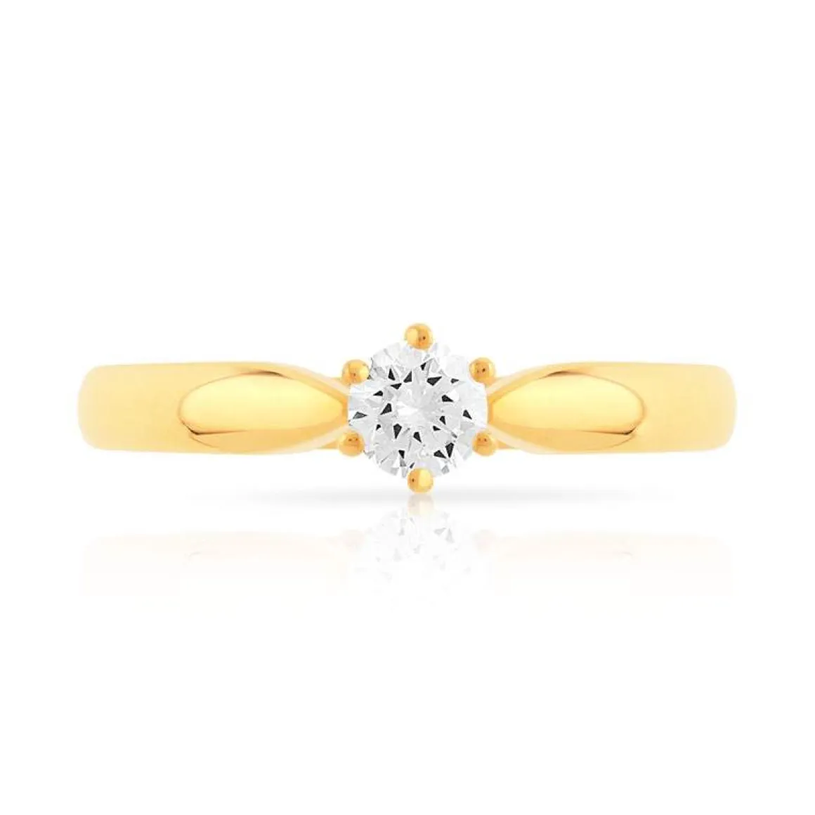 Bague solitaire or 750 jaune diamant 20/100e de carat