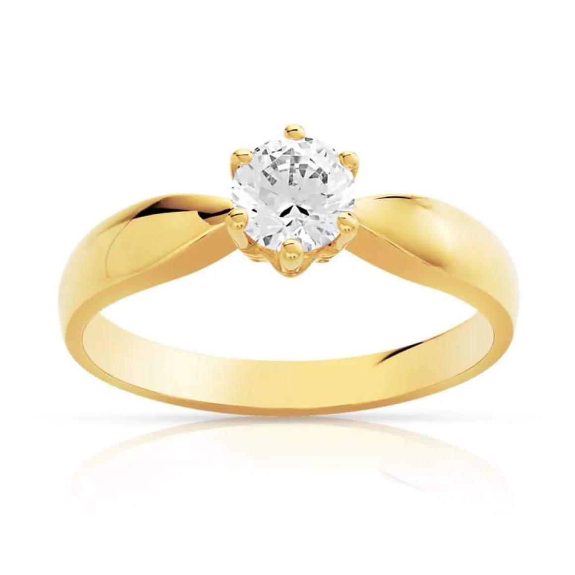 Bague solitaire or 750 jaune diamant 50/100e de carat