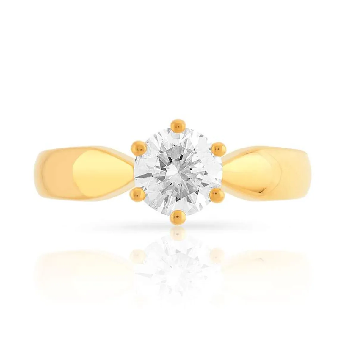 Bague solitaire or 750 jaune diamant 80/100e de carat