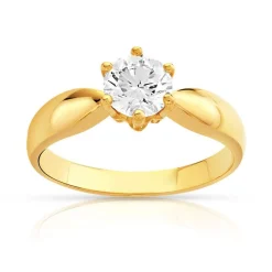 Bague solitaire or 750 jaune diamant 80/100e de carat