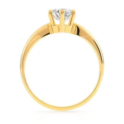 Bague solitaire or 750 jaune diamant 80/100e de carat