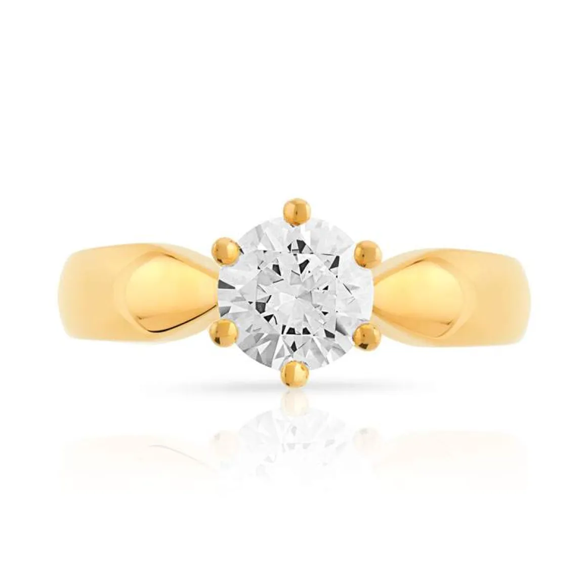 Bague solitaire or 750 jaune diamant 70/100e de carat