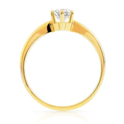 Bague solitaire or 750 jaune diamant 50/100e de carat