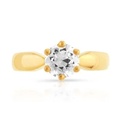 Bague solitaire or 750 jaune diamant 1 carat H/P1