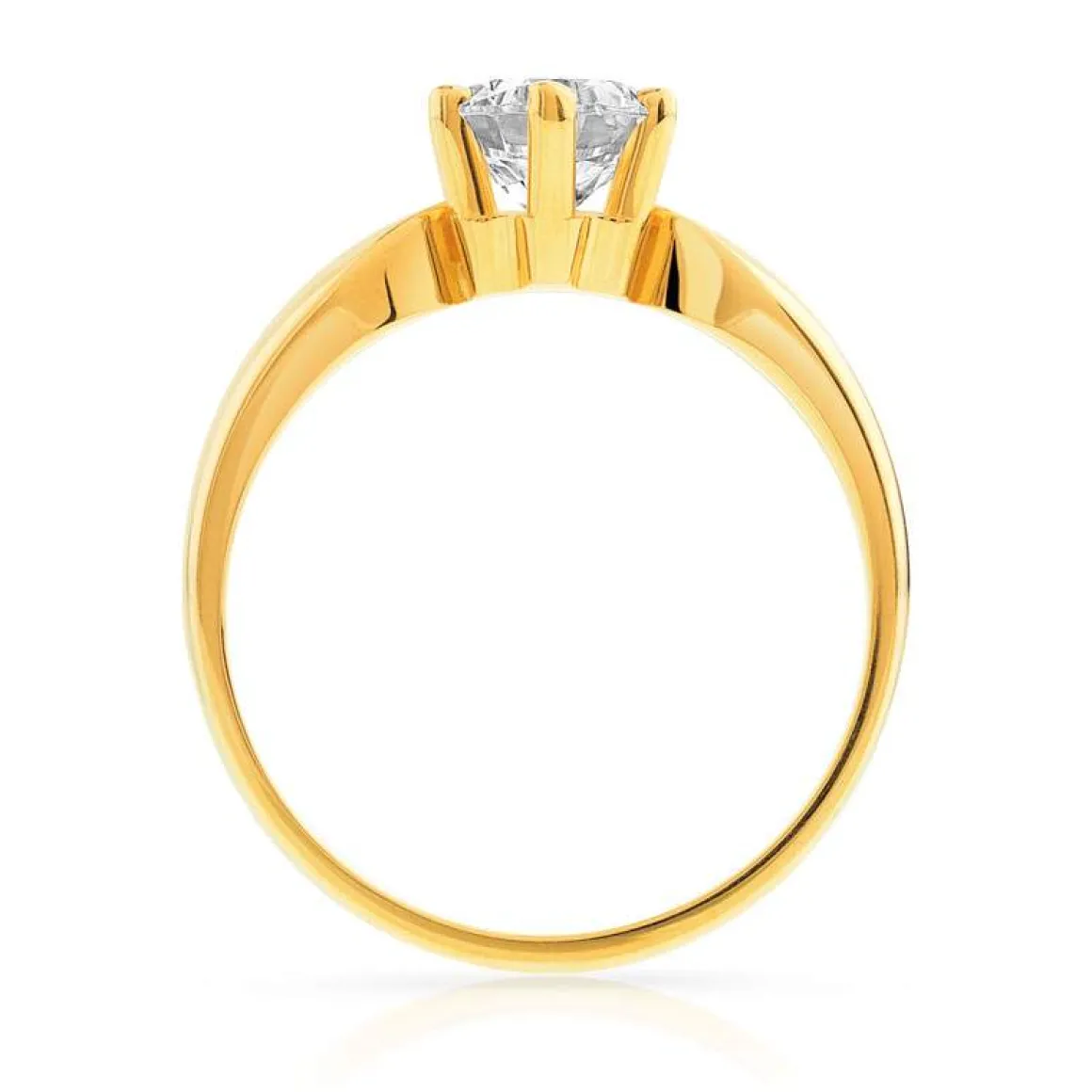 Bague solitaire or 750 jaune diamant 1 carat H/P1
