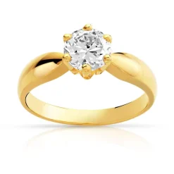 Bague solitaire or 750 jaune diamant 1 carat H/P1