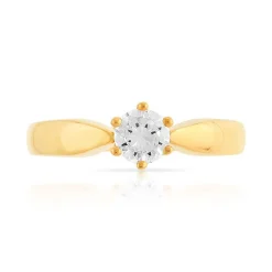 Bague solitaire or 750 jaune diamant 40/100e de carat