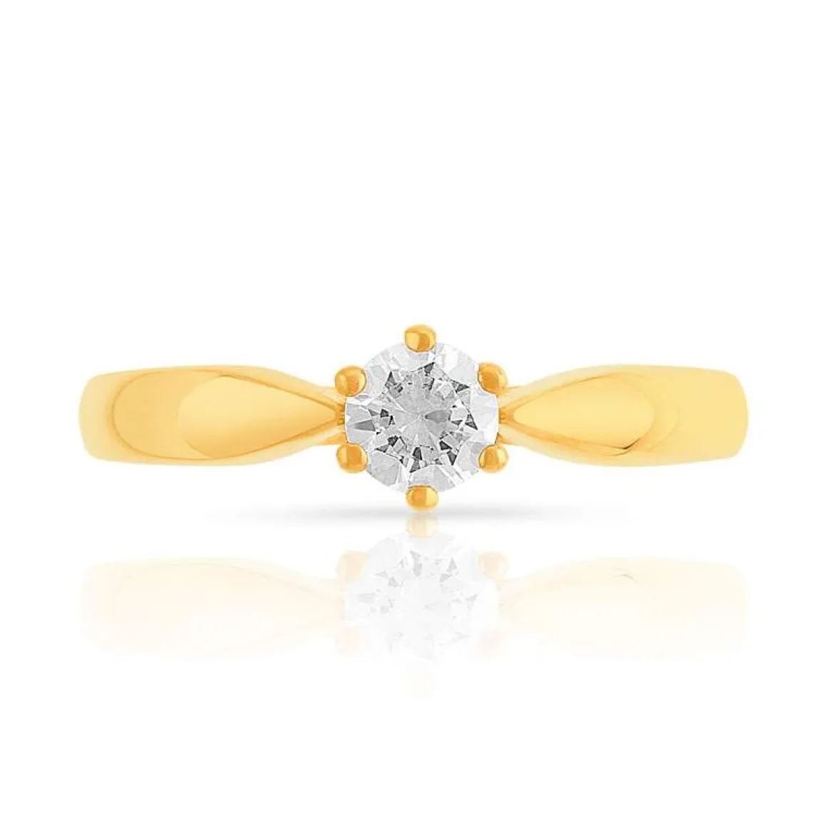 Bague solitaire or 750 jaune diamant 30/100e de carat