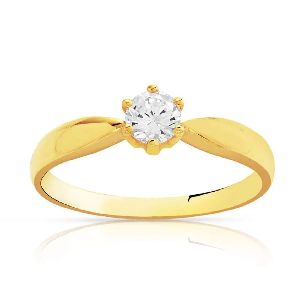 Bague solitaire or 750 jaune diamant 30/100e de carat