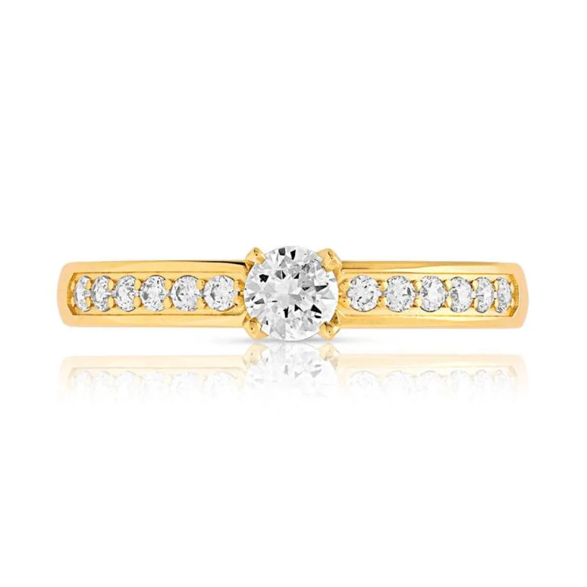 Bague solitaire or 750 jaune diamant 40/100e de carat