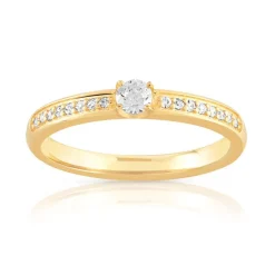 Bague solitaire or 750 jaune diamant 30/100e de cart